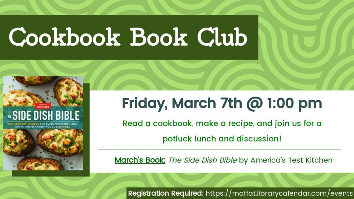 Cookbook Book Club - The Side Dish Bible by America's Test Kitchen. Friday, March 7th @ 1 PM