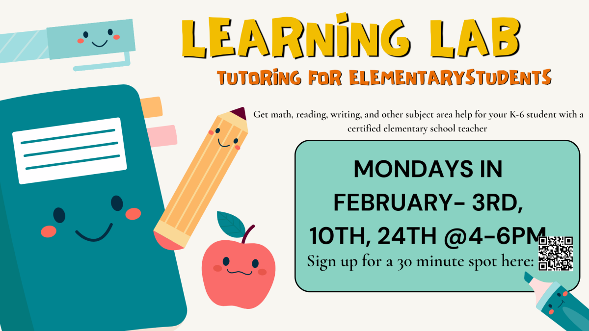 Learning Lab. Tutoring For Elementary Students. Mondays in February - 3rd, 10th, 24th, @4-6 PM