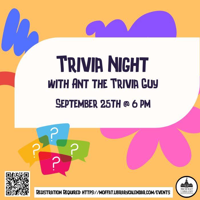 Trivia Night with Ant the Trivia Guy. September 25th @ 6 PM